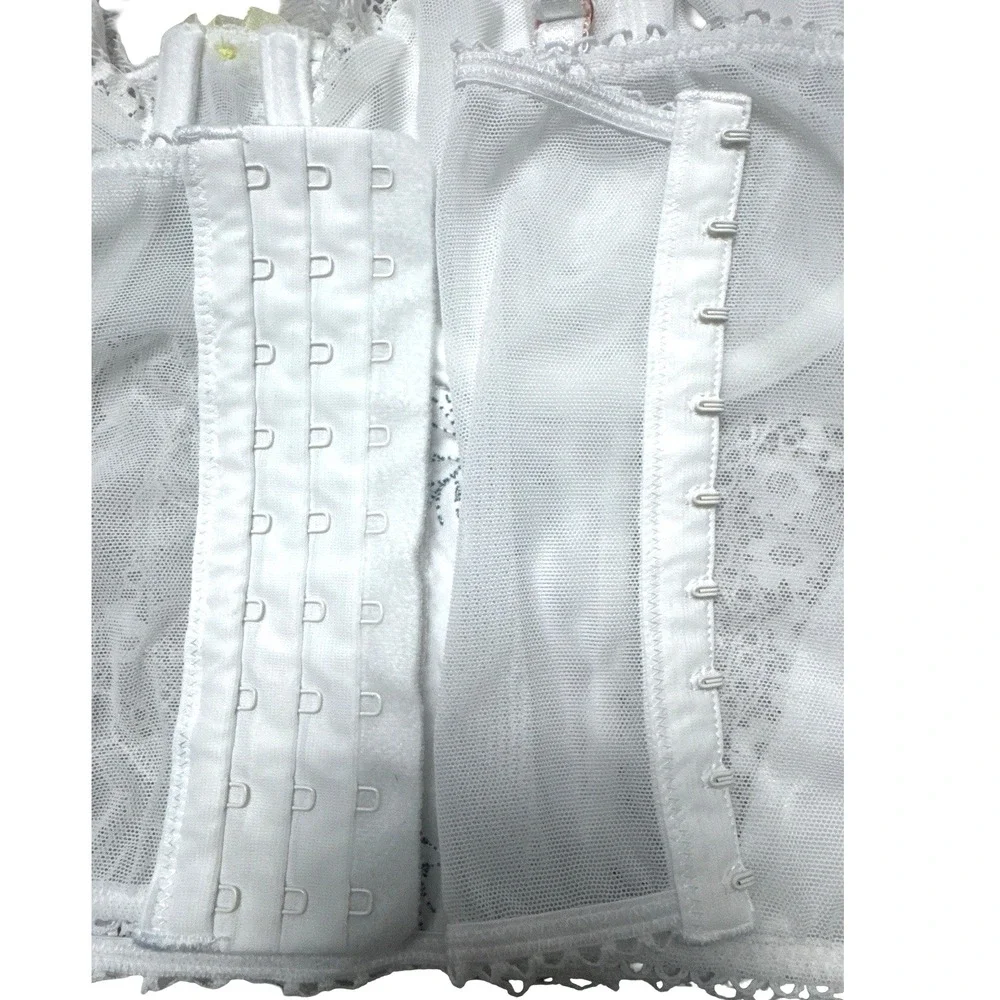 International Concepts Intimates Corset Bra – White Daisy | XL | Floral Lace‎